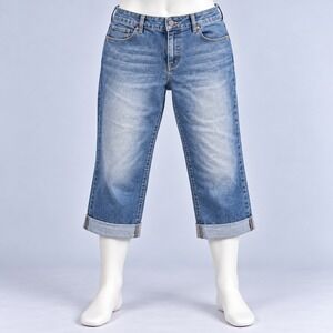 Daisy Fuentes Capri Jeans Womens 14P Blue Cuffed Denim Cropped Pants